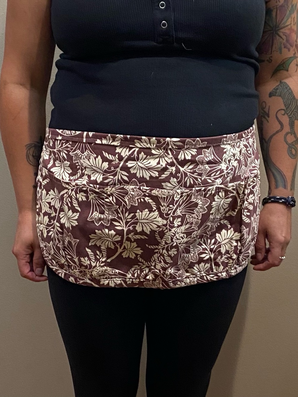 Floral Brown & Cream Hip Wrap Apron